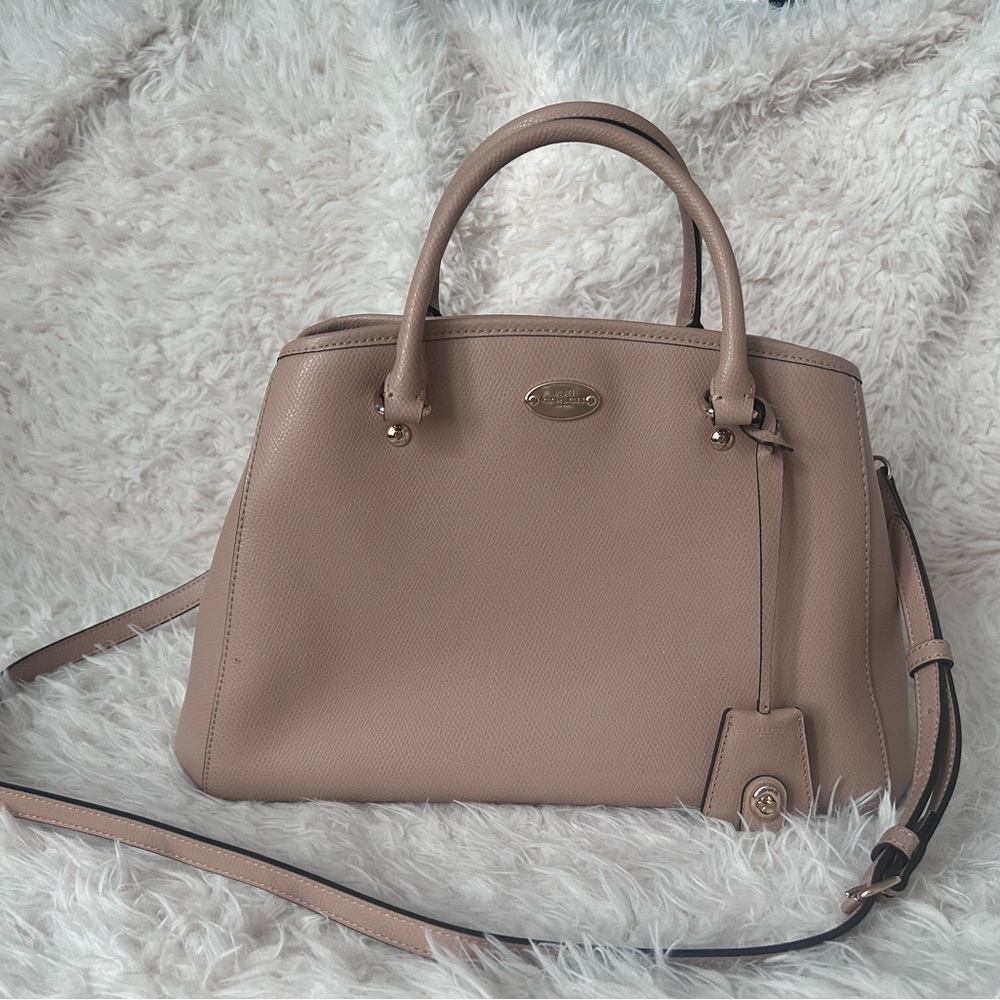 Coach Margot Carryall Satchel Crossbody Shoulder Bag Beige / Gold